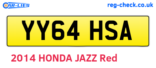 YY64HSA are the vehicle registration plates.