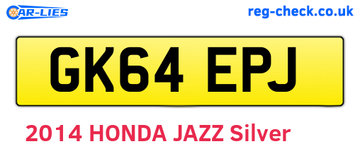 GK64EPJ are the vehicle registration plates.