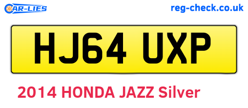 HJ64UXP are the vehicle registration plates.