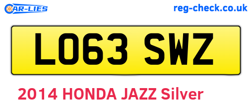 LO63SWZ are the vehicle registration plates.