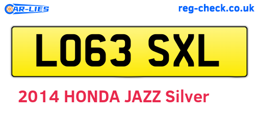 LO63SXL are the vehicle registration plates.