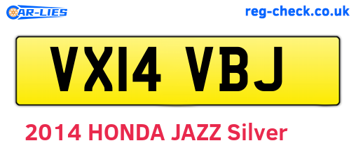 VX14VBJ are the vehicle registration plates.