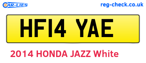 HF14YAE are the vehicle registration plates.