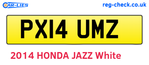 PX14UMZ are the vehicle registration plates.