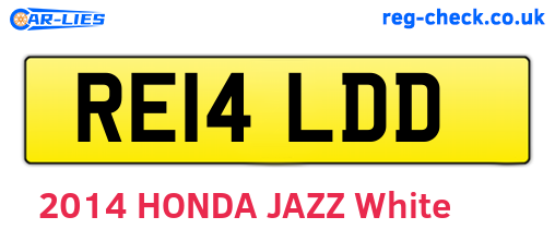 RE14LDD are the vehicle registration plates.
