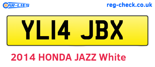 YL14JBX are the vehicle registration plates.