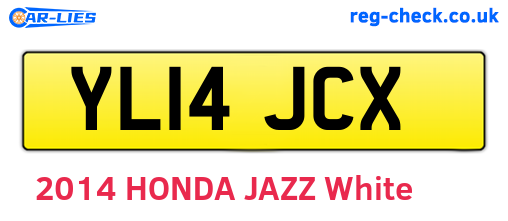 YL14JCX are the vehicle registration plates.