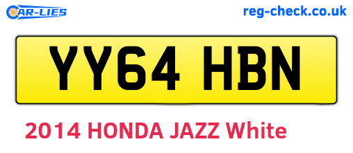 YY64HBN are the vehicle registration plates.