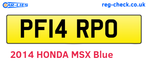 PF14RPO are the vehicle registration plates.