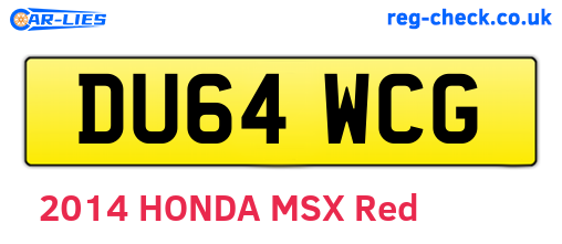DU64WCG are the vehicle registration plates.