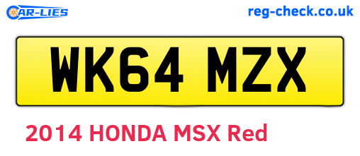 WK64MZX are the vehicle registration plates.