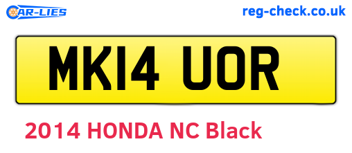 MK14UOR are the vehicle registration plates.