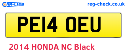PE14OEU are the vehicle registration plates.