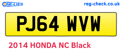 PJ64WVW are the vehicle registration plates.