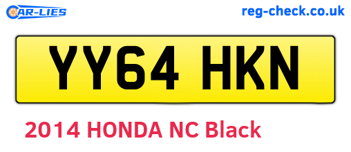 YY64HKN are the vehicle registration plates.