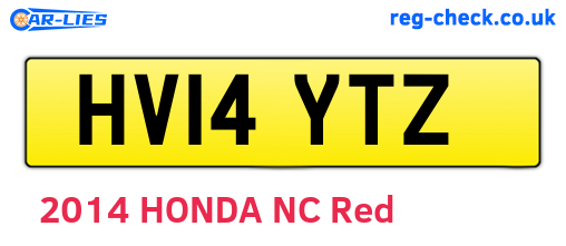 HV14YTZ are the vehicle registration plates.