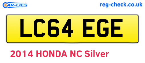 LC64EGE are the vehicle registration plates.