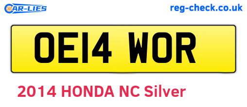 OE14WOR are the vehicle registration plates.