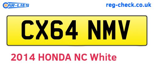 CX64NMV are the vehicle registration plates.