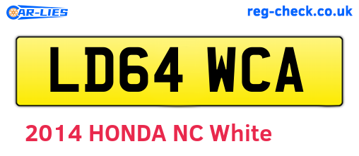 LD64WCA are the vehicle registration plates.