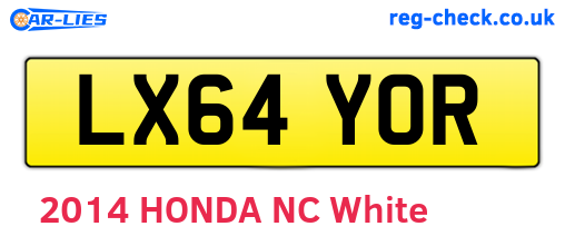 LX64YOR are the vehicle registration plates.
