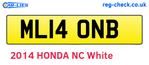 ML14ONB are the vehicle registration plates.