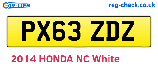 PX63ZDZ are the vehicle registration plates.