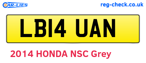 LB14UAN are the vehicle registration plates.