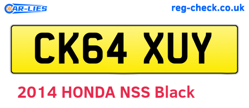 CK64XUY are the vehicle registration plates.