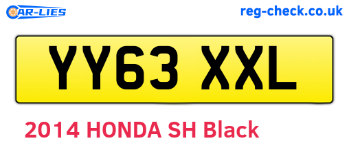 YY63XXL are the vehicle registration plates.