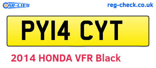 PY14CYT are the vehicle registration plates.