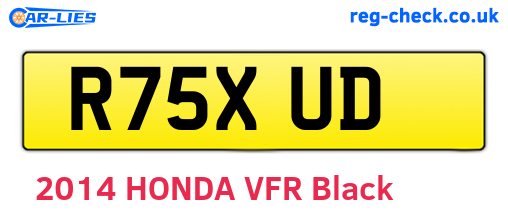 R75XUD are the vehicle registration plates.