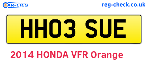 HH03SUE are the vehicle registration plates.
