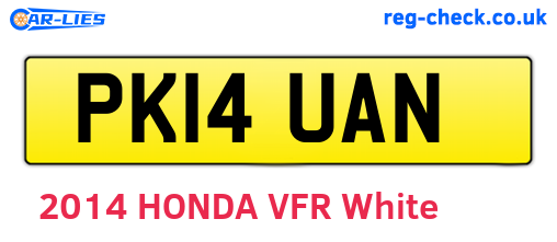 PK14UAN are the vehicle registration plates.