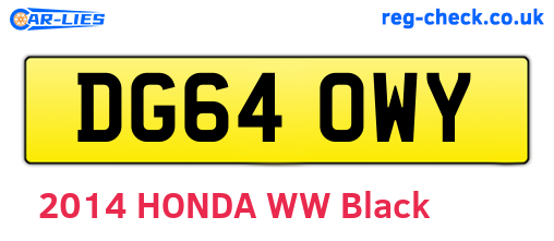 DG64OWY are the vehicle registration plates.
