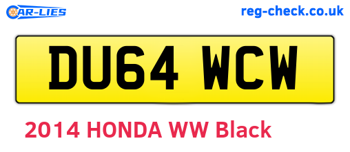 DU64WCW are the vehicle registration plates.
