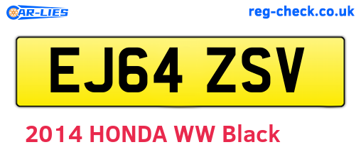 EJ64ZSV are the vehicle registration plates.