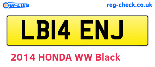 LB14ENJ are the vehicle registration plates.
