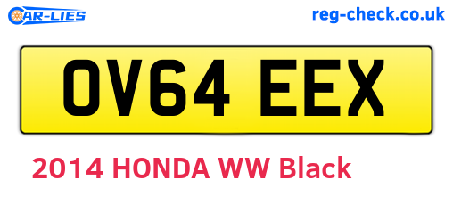 OV64EEX are the vehicle registration plates.