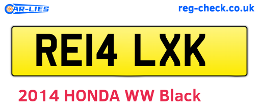 RE14LXK are the vehicle registration plates.