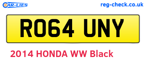 RO64UNY are the vehicle registration plates.
