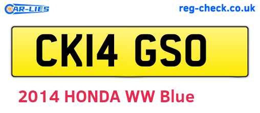 CK14GSO are the vehicle registration plates.