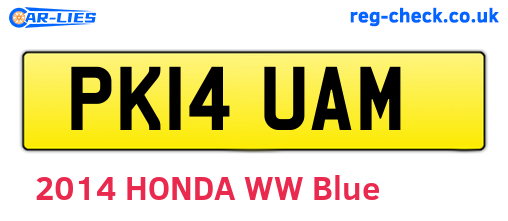 PK14UAM are the vehicle registration plates.