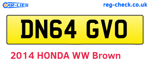 DN64GVO are the vehicle registration plates.