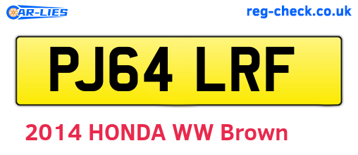 PJ64LRF are the vehicle registration plates.