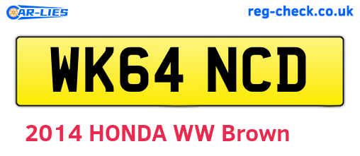 WK64NCD are the vehicle registration plates.