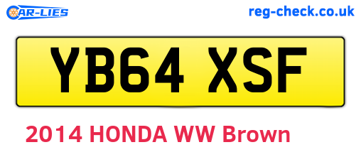 YB64XSF are the vehicle registration plates.