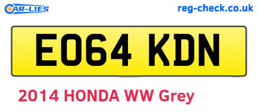 EO64KDN are the vehicle registration plates.