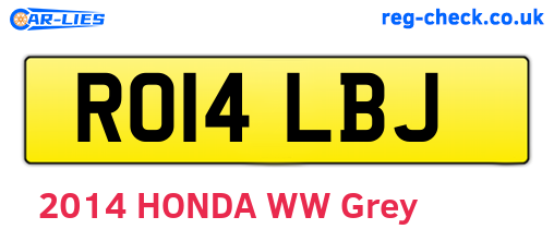 RO14LBJ are the vehicle registration plates.