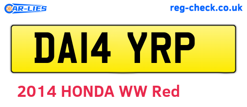 DA14YRP are the vehicle registration plates.